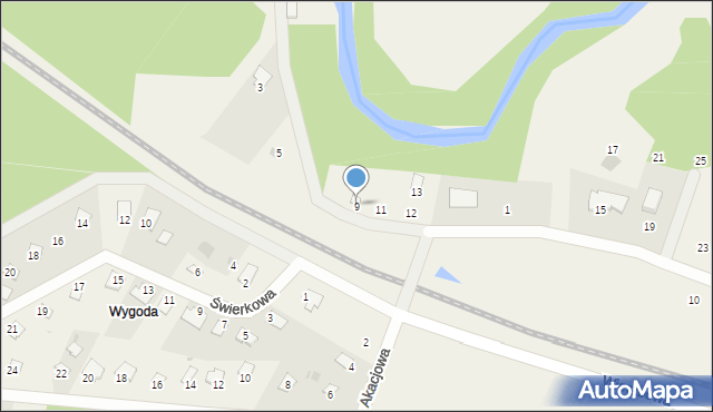 Tleń, Wierzbowa, 9, mapa Tleń