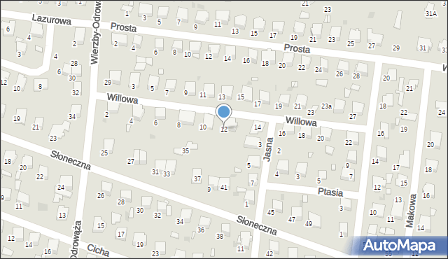 Tłuszcz, Willowa, 12, mapa Tłuszcz