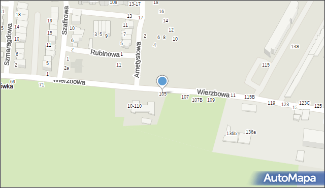Tomaszów Mazowiecki, Wierzbowa, 105, mapa Tomaszów Mazowiecki