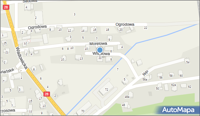 Tomice, Wiśniowa, 11, mapa Tomice