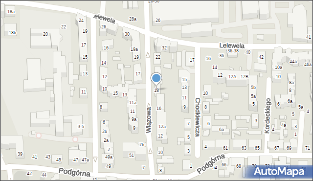 Toruń, Wiązowa, 18, mapa Torunia