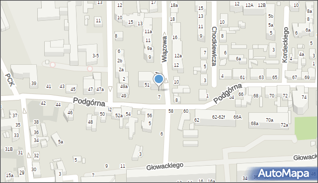 Toruń, Wiązowa, 7a, mapa Torunia