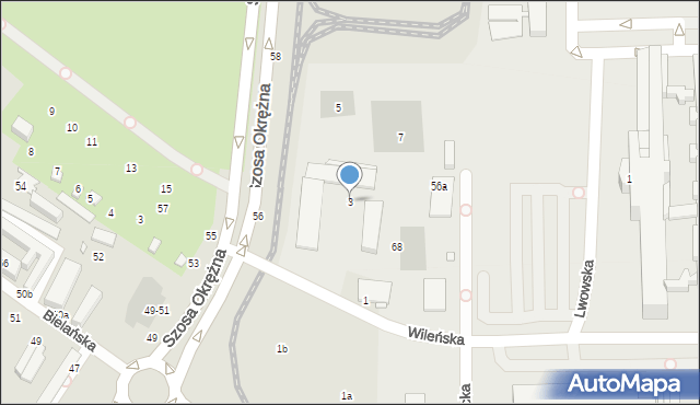 Toruń, Wileńska, 3, mapa Torunia