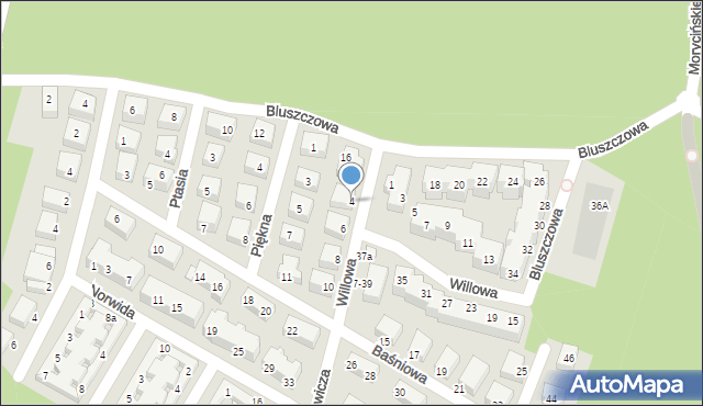 Toruń, Willowa, 4, mapa Torunia