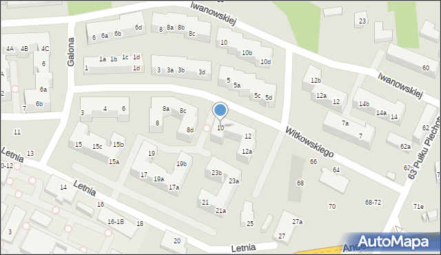 Toruń, Witkowskiego Leona, 10, mapa Torunia