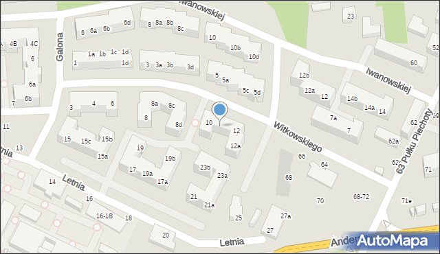 Toruń, Witkowskiego Leona, 10a, mapa Torunia