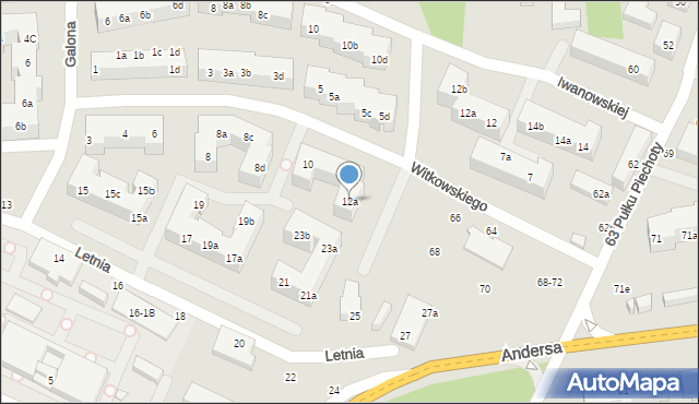 Toruń, Witkowskiego Leona, 12a, mapa Torunia