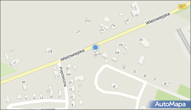 Toszek, Wielowiejska, 10, mapa Toszek