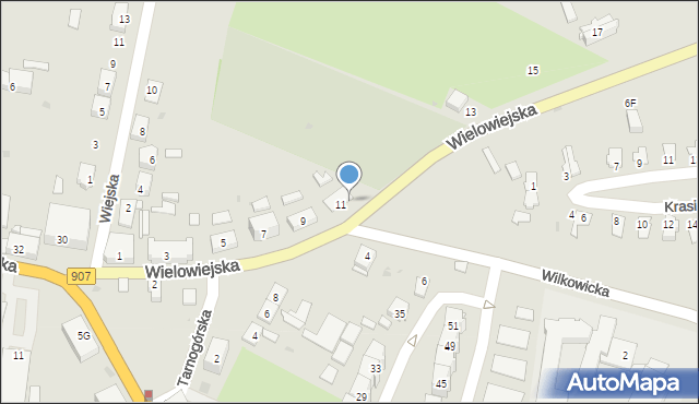 Toszek, Wielowiejska, 11a, mapa Toszek