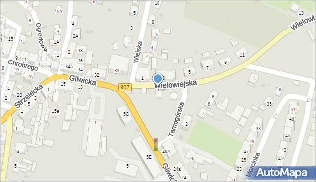 Toszek, Wielowiejska, 2, mapa Toszek