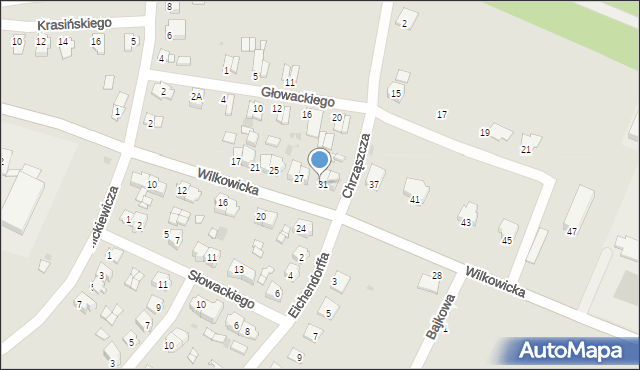 Toszek, Wilkowicka, 33, mapa Toszek