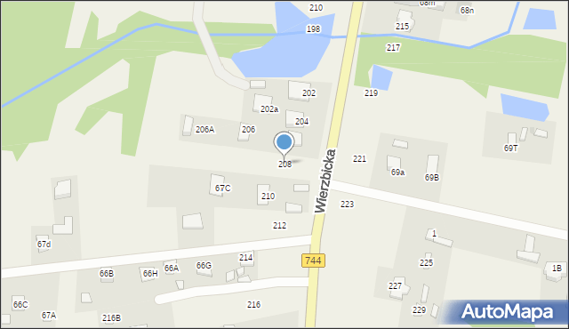 Trablice, Wierzbicka, 208, mapa Trablice