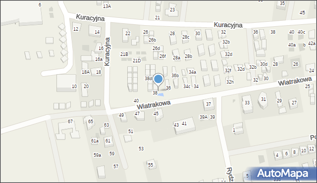 Tupadły, Wiatrakowa, 38a, mapa Tupadły