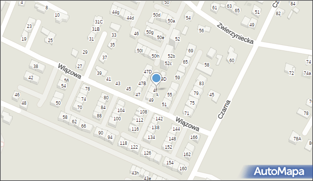 Tychy, Wiązowa, 49B, mapa Tychów