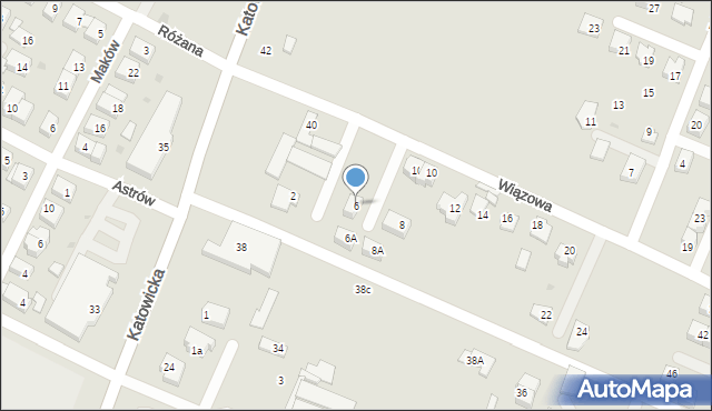 Tychy, Wiązowa, 6, mapa Tychów