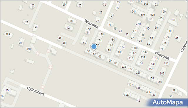 Tychy, Wiązowa, 62, mapa Tychów