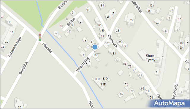 Tychy, Wieczorka Jana, 10, mapa Tychów