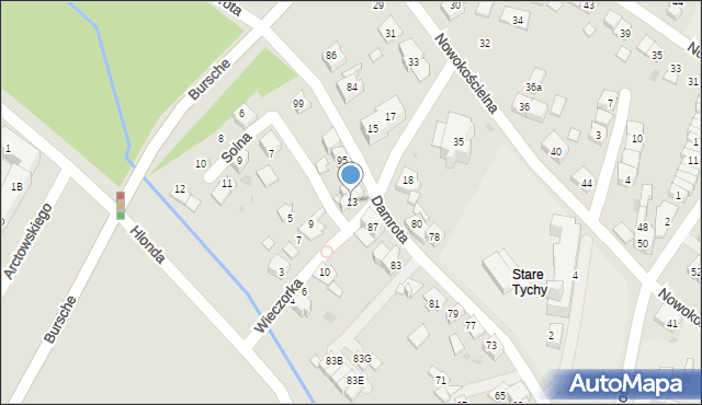 Tychy, Wieczorka Jana, 13, mapa Tychów