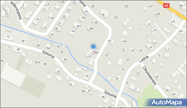 Tychy, Wiejska, 23, mapa Tychów