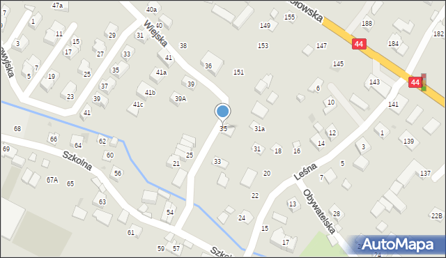 Tychy, Wiejska, 35, mapa Tychów