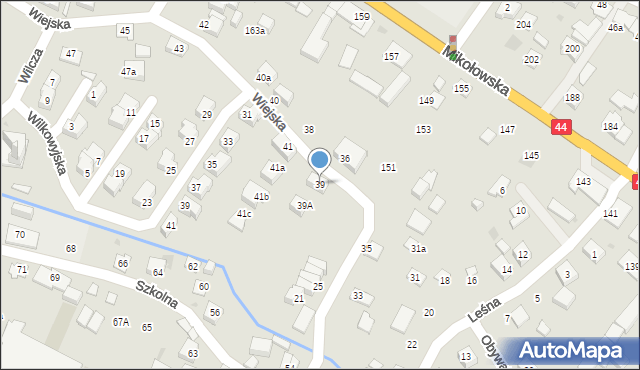 Tychy, Wiejska, 39, mapa Tychów