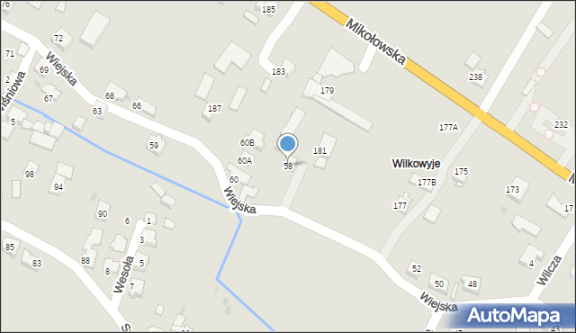 Tychy, Wiejska, 58, mapa Tychów