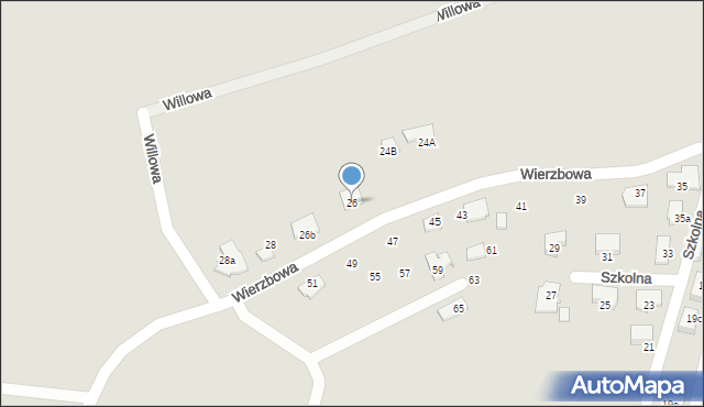 Tychy, Wierzbowa, 26, mapa Tychów