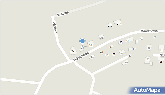 Tychy, Wierzbowa, 28, mapa Tychów