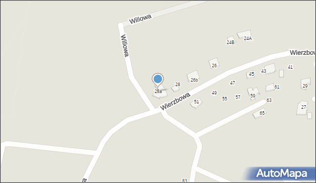 Tychy, Wierzbowa, 28a, mapa Tychów