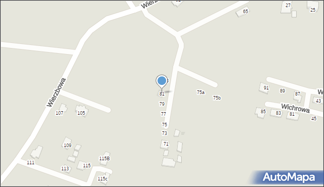 Tychy, Wierzbowa, 81, mapa Tychów