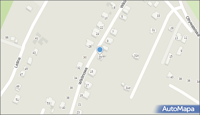 Tychy, Wiklinowa, 13, mapa Tychów