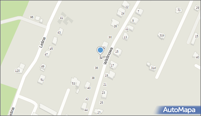 Tychy, Wiklinowa, 34, mapa Tychów