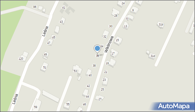 Tychy, Wiklinowa, 36, mapa Tychów