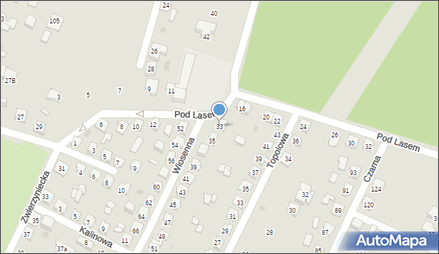 Tychy, Wiosenna, 33, mapa Tychów