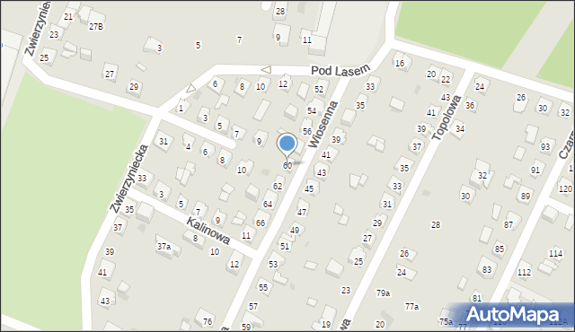 Tychy, Wiosenna, 60, mapa Tychów