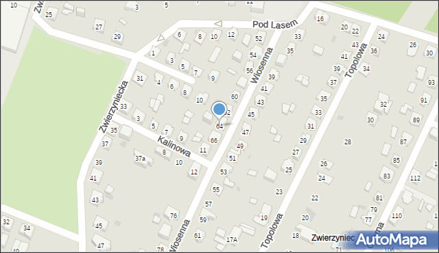 Tychy, Wiosenna, 64, mapa Tychów