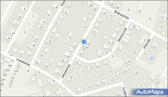 Tyniec Mały, Wiosenna, 11, mapa Tyniec Mały