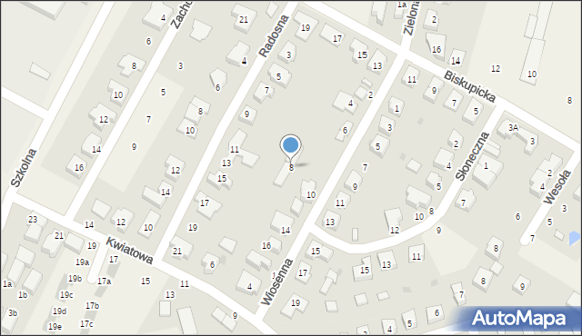 Tyniec Mały, Wiosenna, 8, mapa Tyniec Mały