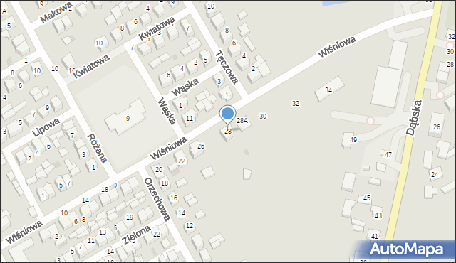 Uniejów, Wiśniowa, 28, mapa Uniejów