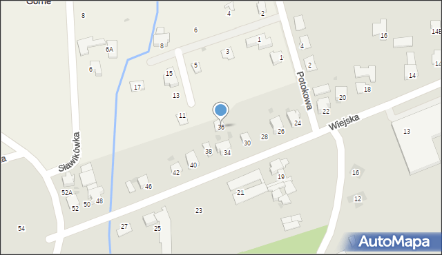 Ustroń, Wiejska, 36, mapa Ustroń