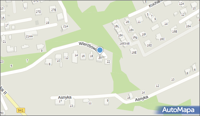 Ustroń, Wierzbowa, 20, mapa Ustroń