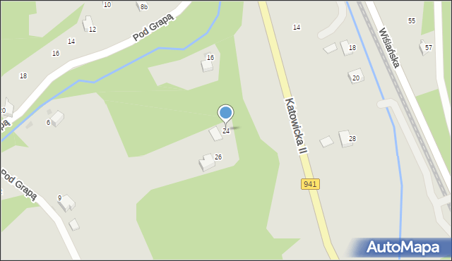 Ustroń, Wiślańska, 24, mapa Ustroń