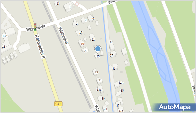 Ustroń, Wiślańska, 25, mapa Ustroń
