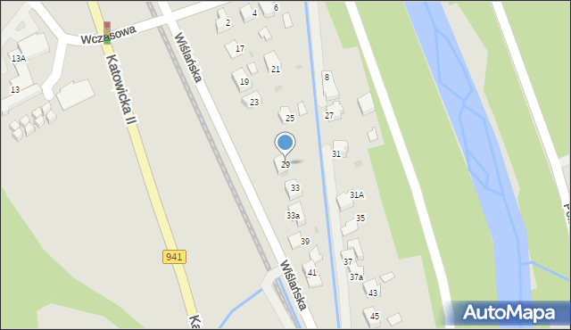 Ustroń, Wiślańska, 29, mapa Ustroń