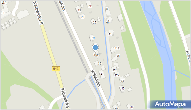 Ustroń, Wiślańska, 33a, mapa Ustroń