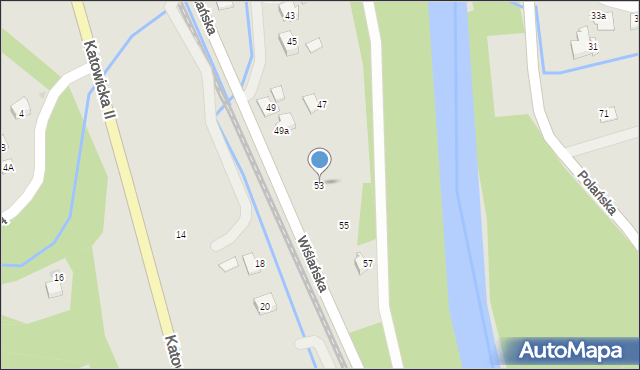 Ustroń, Wiślańska, 53, mapa Ustroń