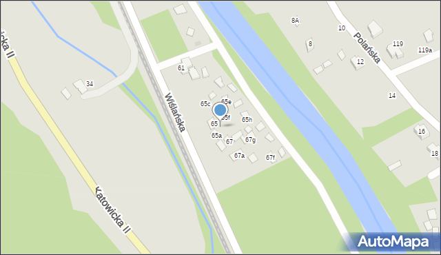 Ustroń, Wiślańska, 65b, mapa Ustroń