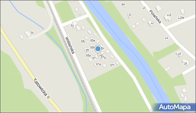 Ustroń, Wiślańska, 67b, mapa Ustroń