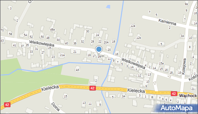 Wąchock, Wielkowiejska, 15, mapa Wąchock