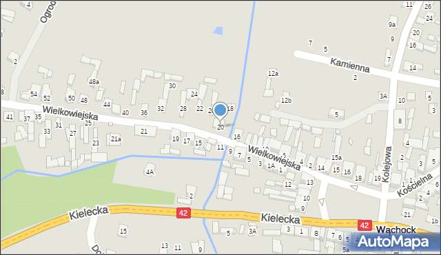 Wąchock, Wielkowiejska, 20, mapa Wąchock